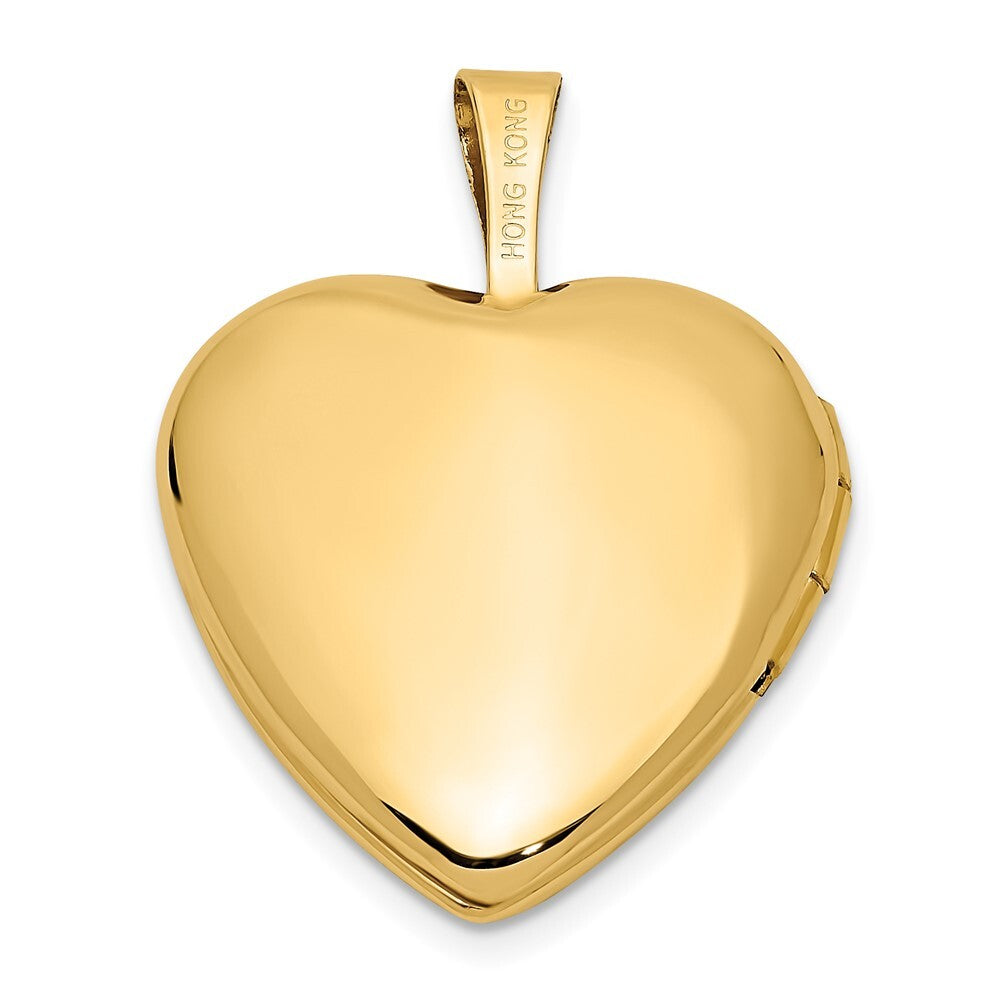 14k Yellow Gold 16mm Leaf and Scroll Heart Locket Pendant for Women