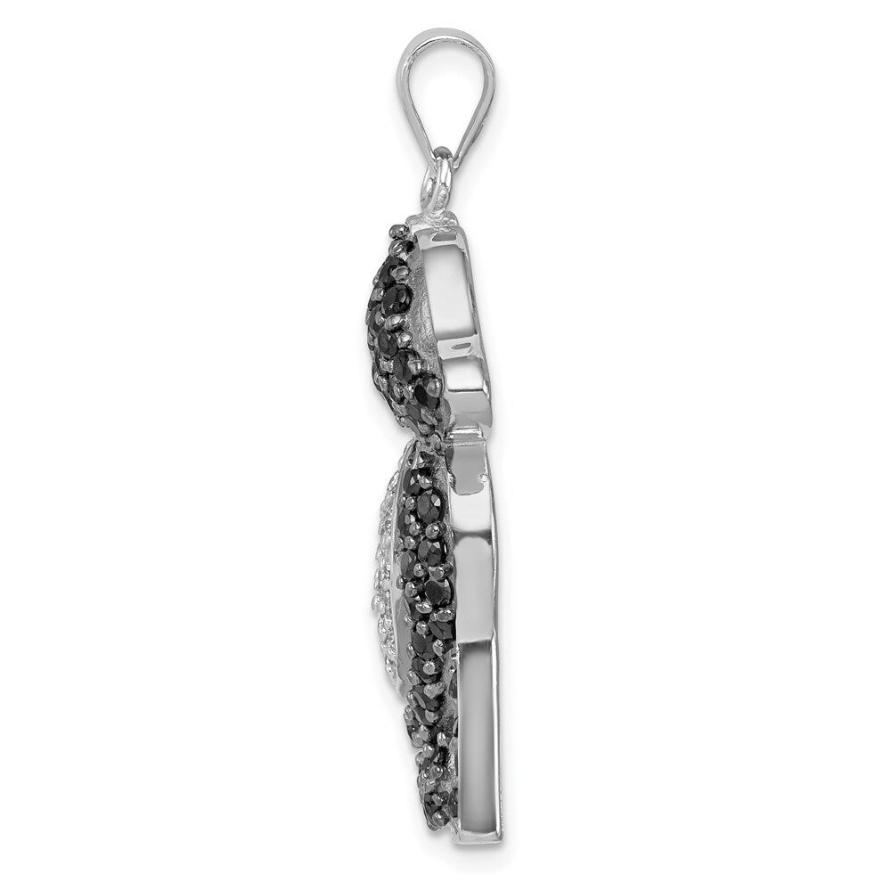 Sterling Silver Rhodium-plated Black and Clear Cubic Zirconia Dog Pendant