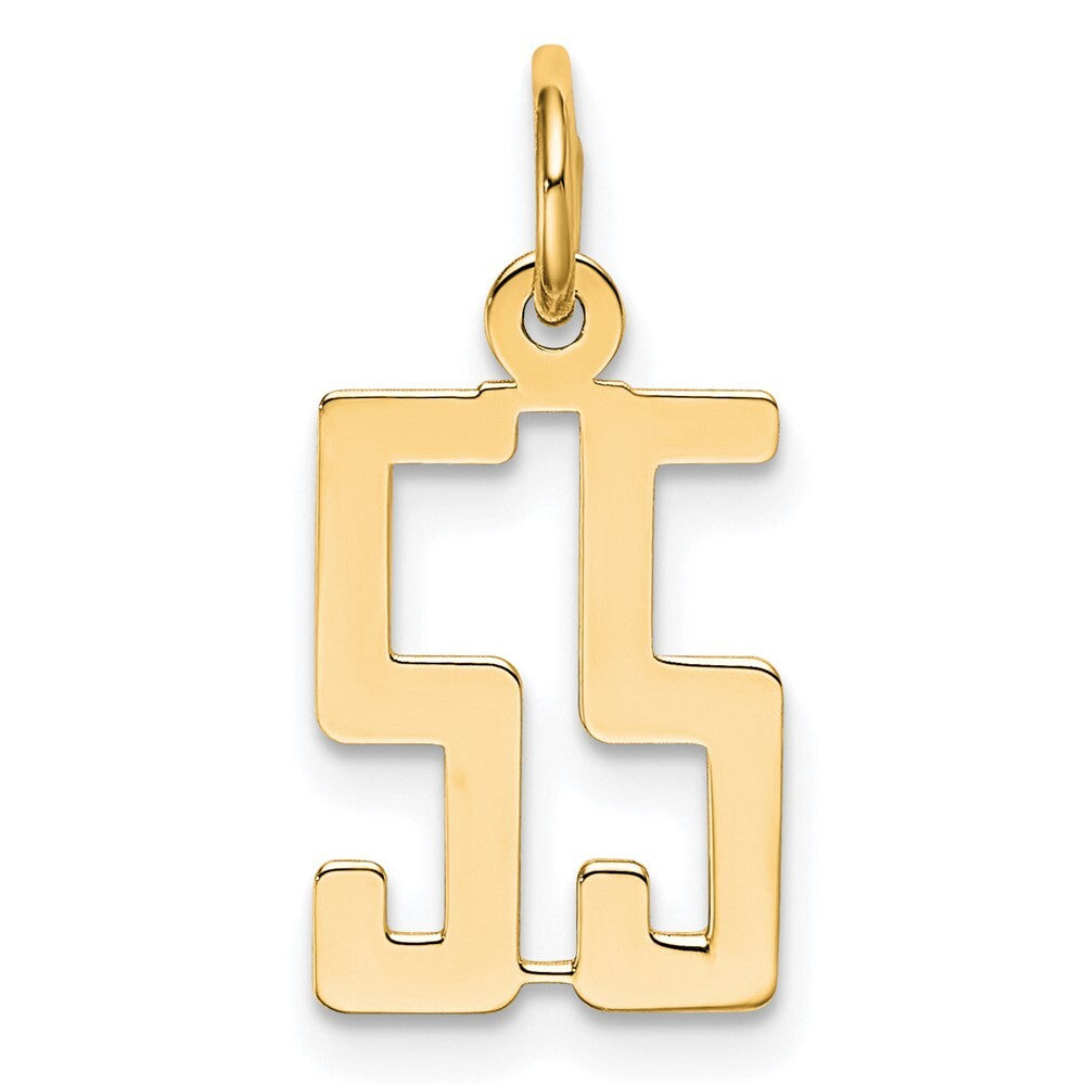 14k Yellow Gold Small Elongated Number 55 Charm Pendant for Women
