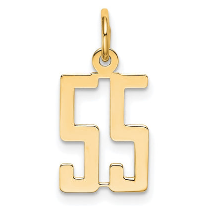 14k Yellow Gold Small Elongated Number 55 Charm Pendant for Women