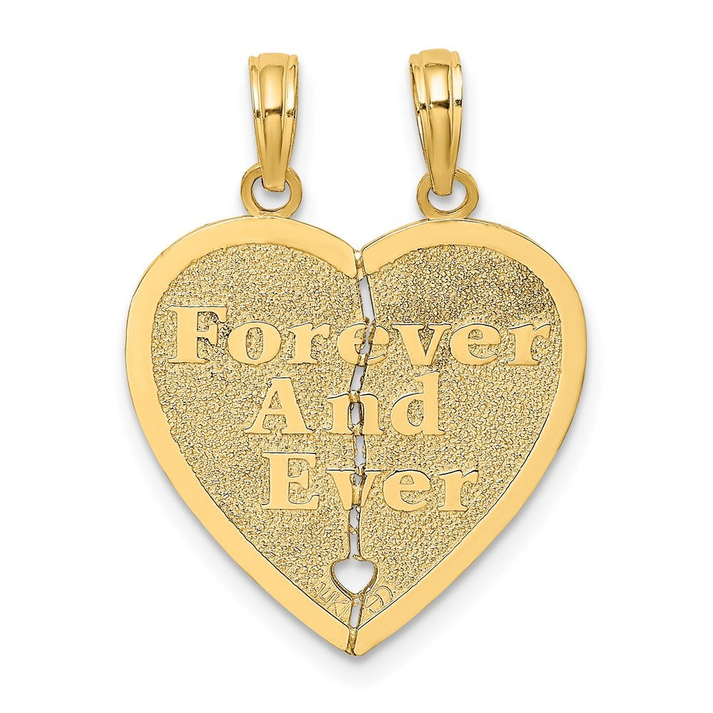 14k Gold Reversible FOREVER AND EVER FRIENDS 2-Piece Break-Apart Heart Charm
