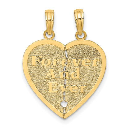 14k Gold Reversible FOREVER AND EVER FRIENDS 2-Piece Break-Apart Heart Charm