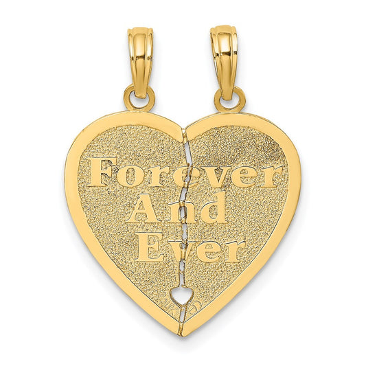 14k Gold Reversible FOREVER AND EVER FRIENDS 2-Piece Break-Apart Heart Charm
