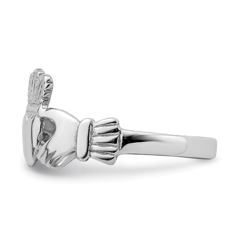 14k White Gold Polished Claddagh Ring Size 7