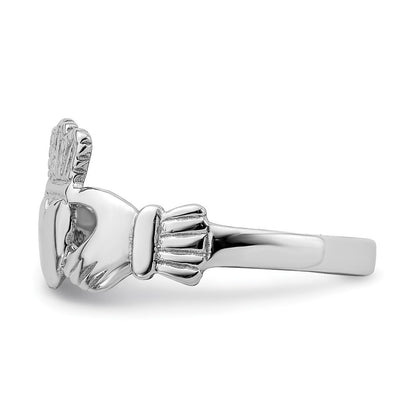 14k White Gold Polished Claddagh Ring Size 7