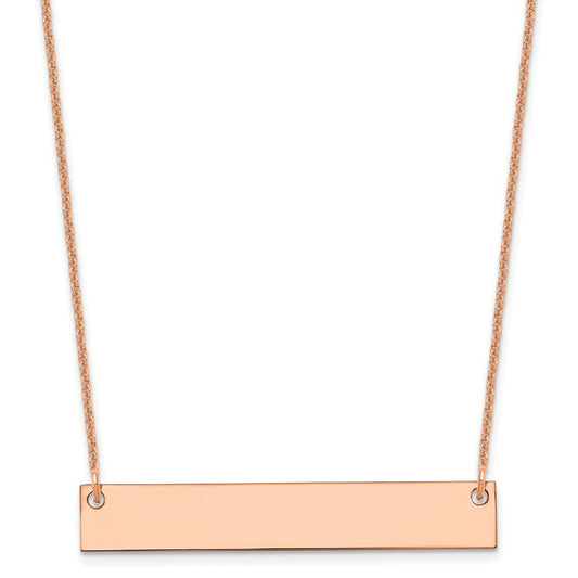 14k Rose Gold Medium Blank Bar Necklace