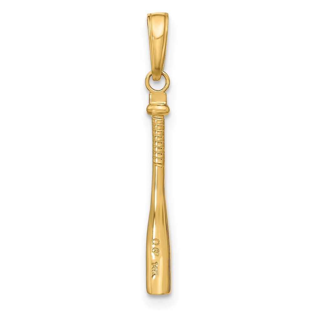 14k Yellow Gold 3-D Baseball Bat Pendant for Women