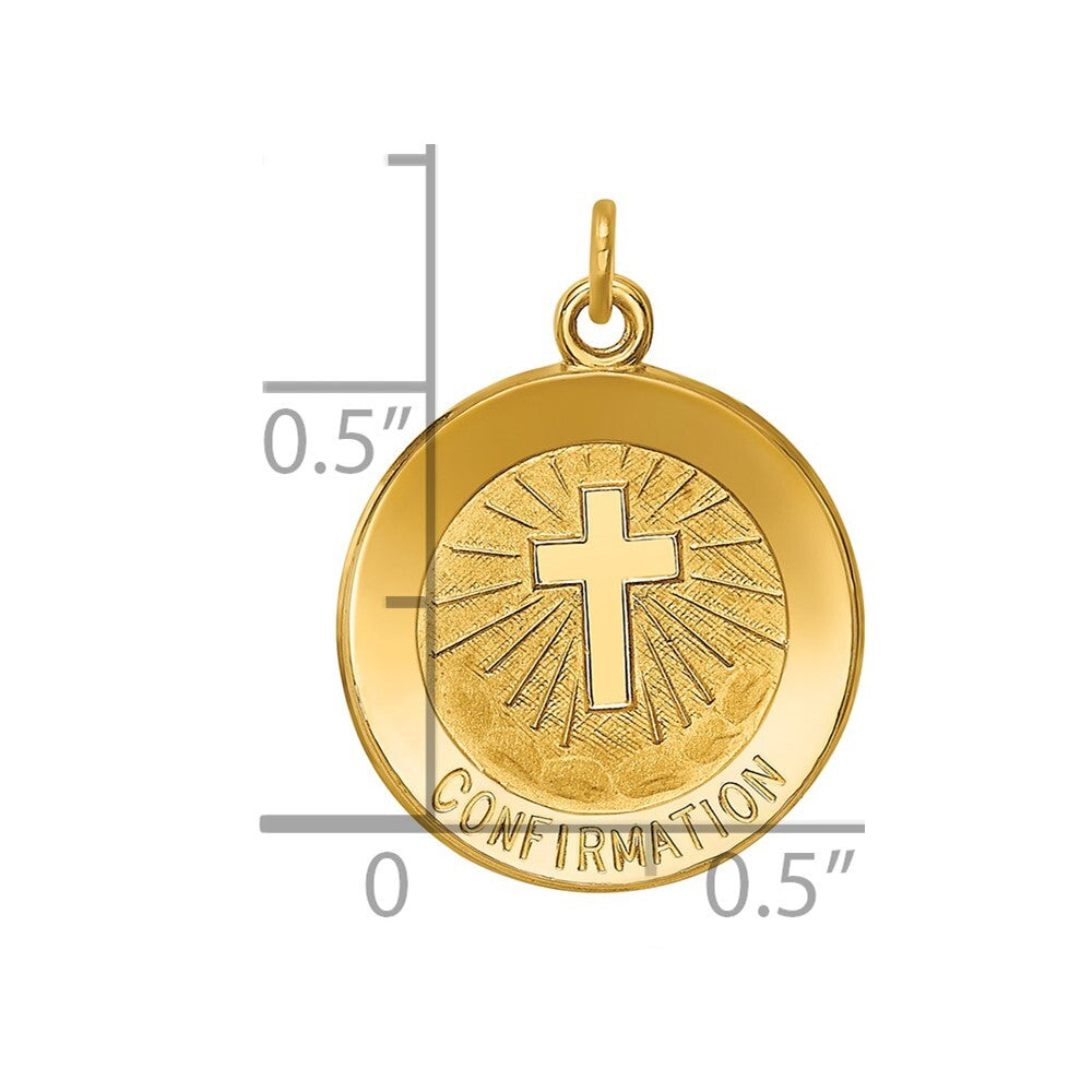 14k Yellow Gold Confirmation Medal Charm Pendant for Women