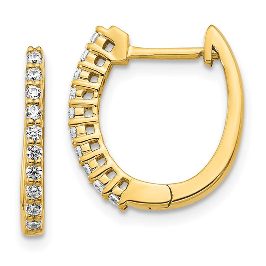 14k Yellow Gold Diamond Hinged Hoop Earrings