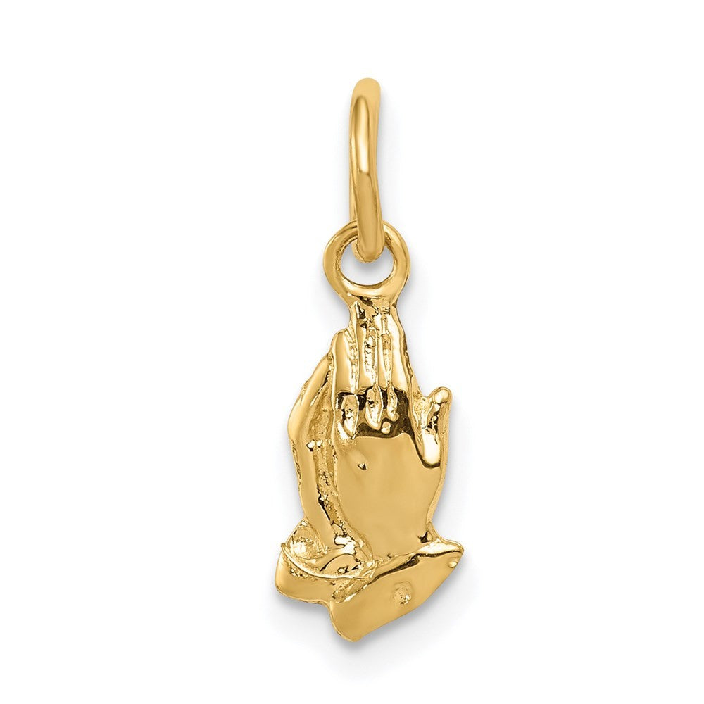 14k Yellow Gold Praying Hands Charm Pendant