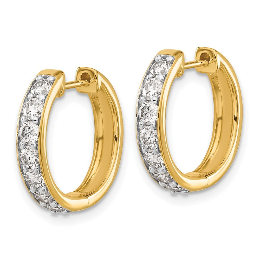 14k Yellow Gold Diamond Hinged Hoop Earrings