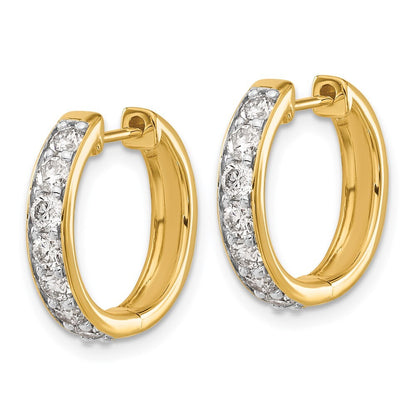 14k Yellow Gold Diamond Hinged Hoop Earrings