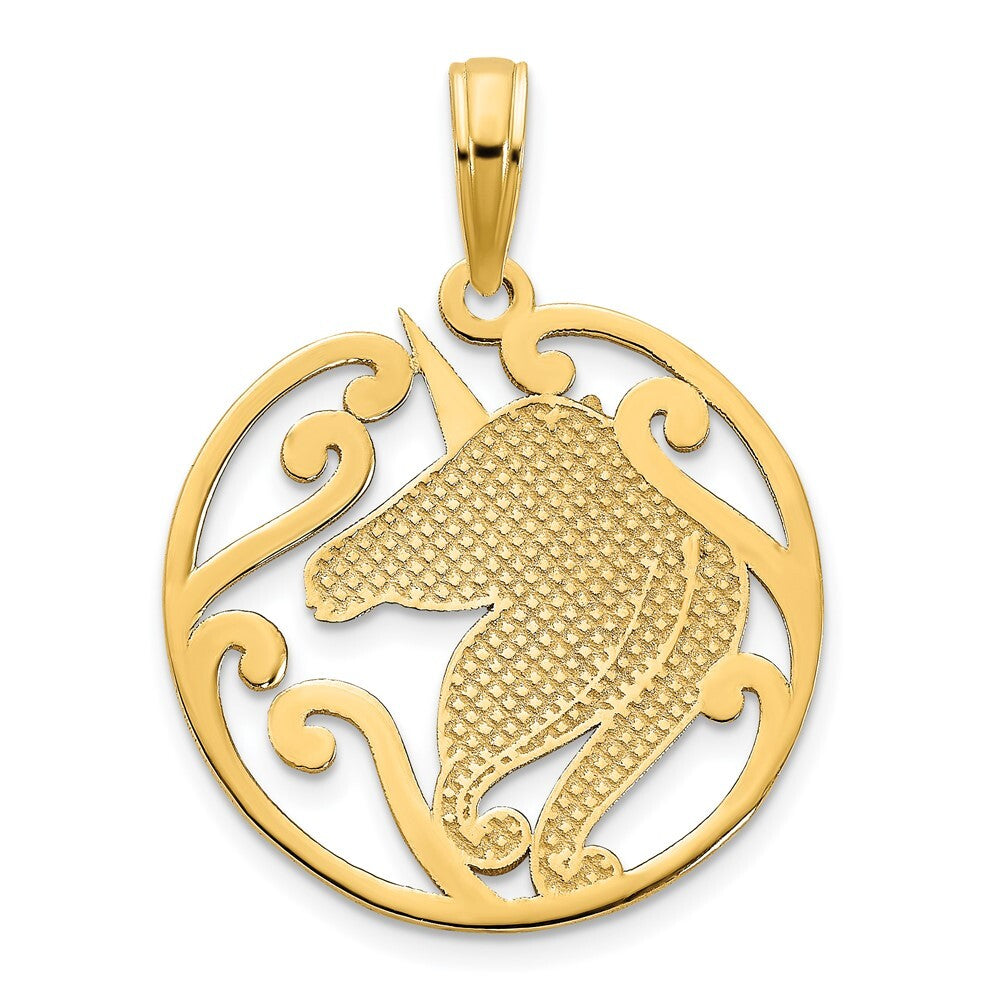 14k Yellow Gold Unicorn Pendant for Women