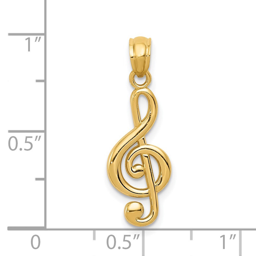 14k Yellow Gold Gold Polished Treble Clef Pendant for Women