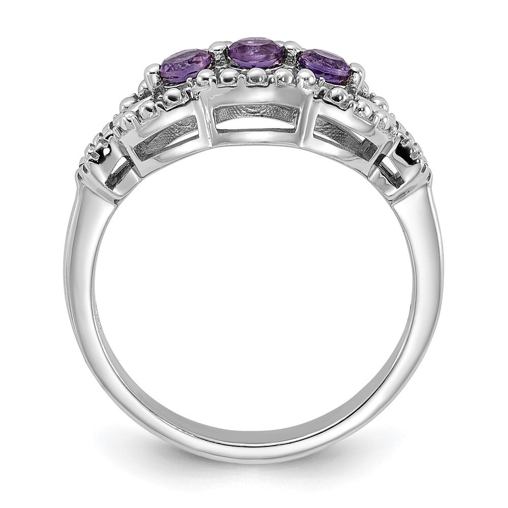 Sterling Silver Rhodium-plated Amethyst Ring Size 7