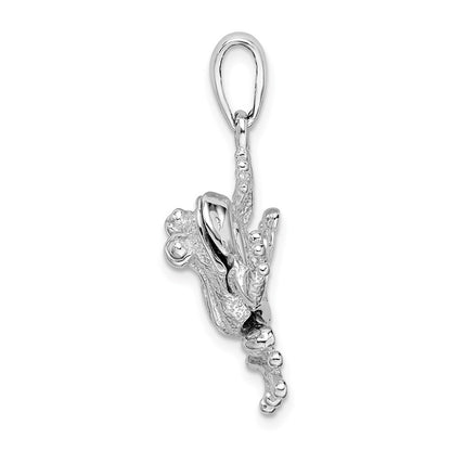 Sterling Silver Rhodium-Plated Polished Bug Eyed Frog Pendant