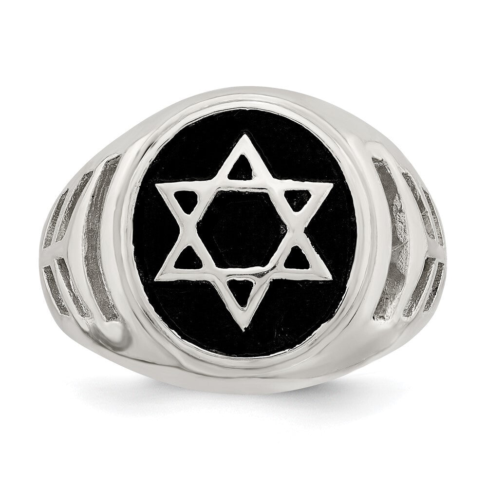 Sterling Silver Antiqued Star of David Ring Size 10
