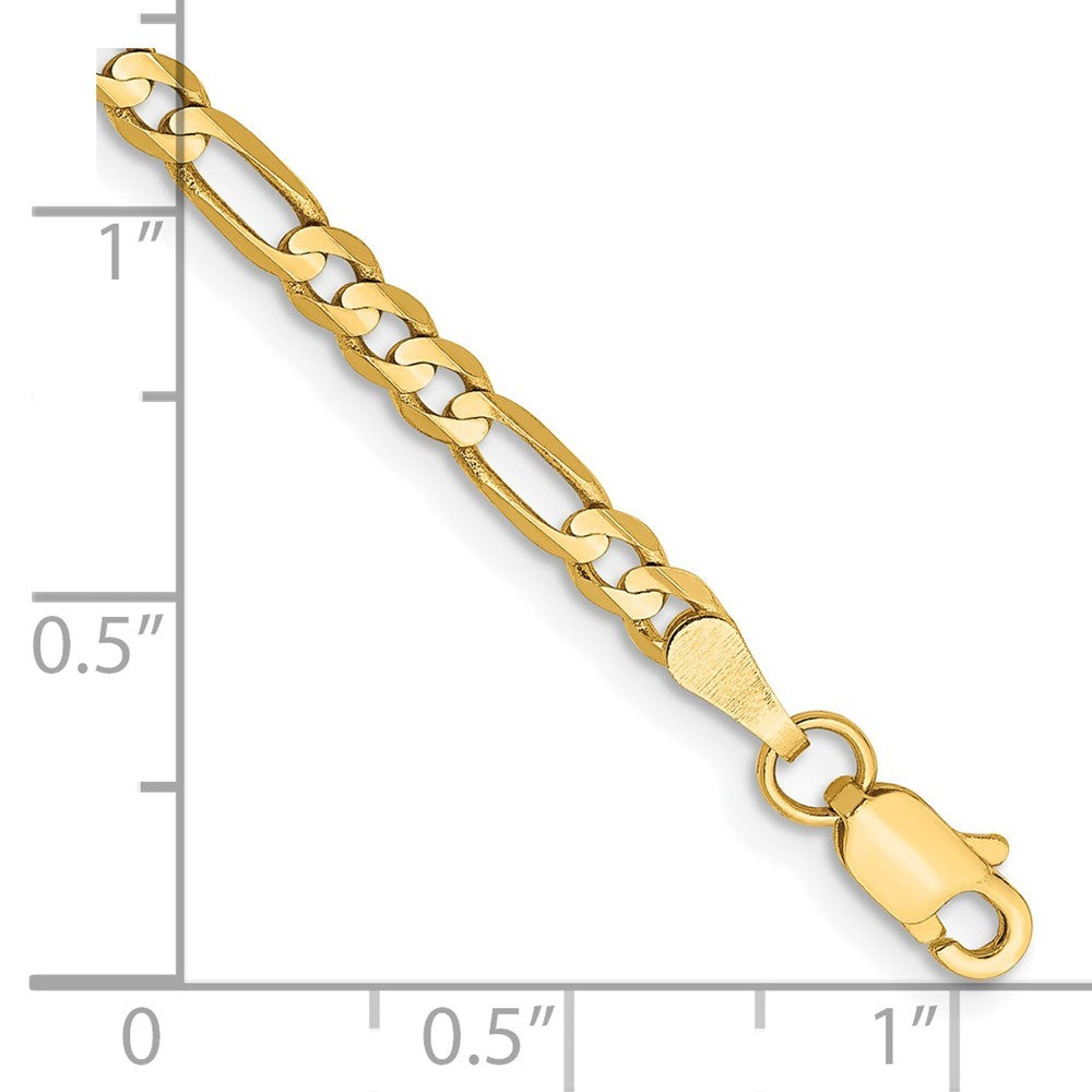 14k Yellow Gold 7 inch 3mm Concave Open Figaro Bracelet