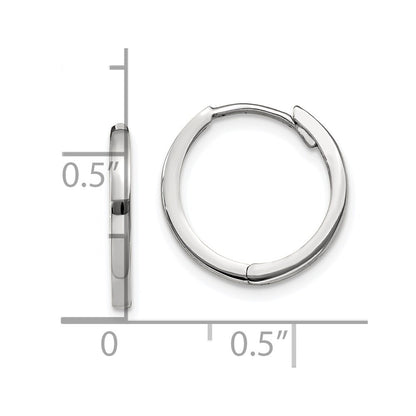 14k White Gold Round Hinged Stud Earrings Gift for Women