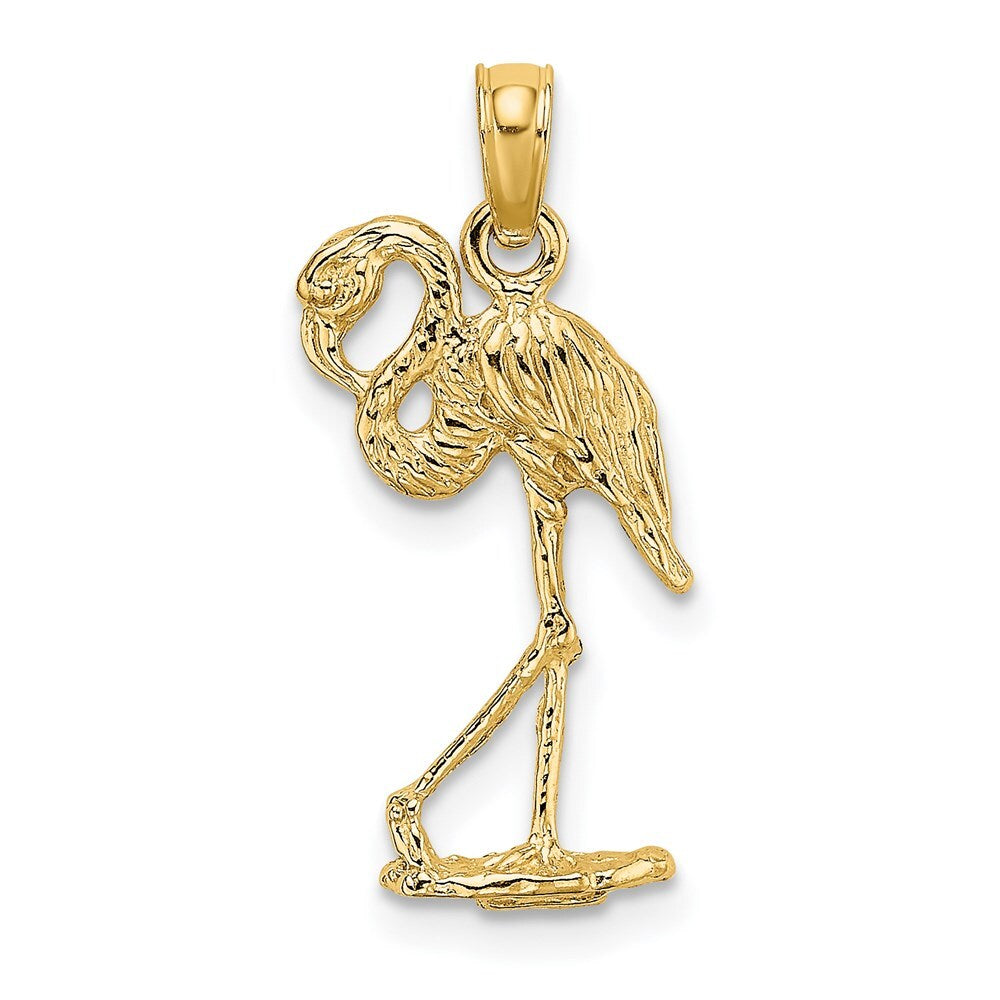 14k Yellow Gold 3-D Flamingo  Head Up Charm Pendant for Women