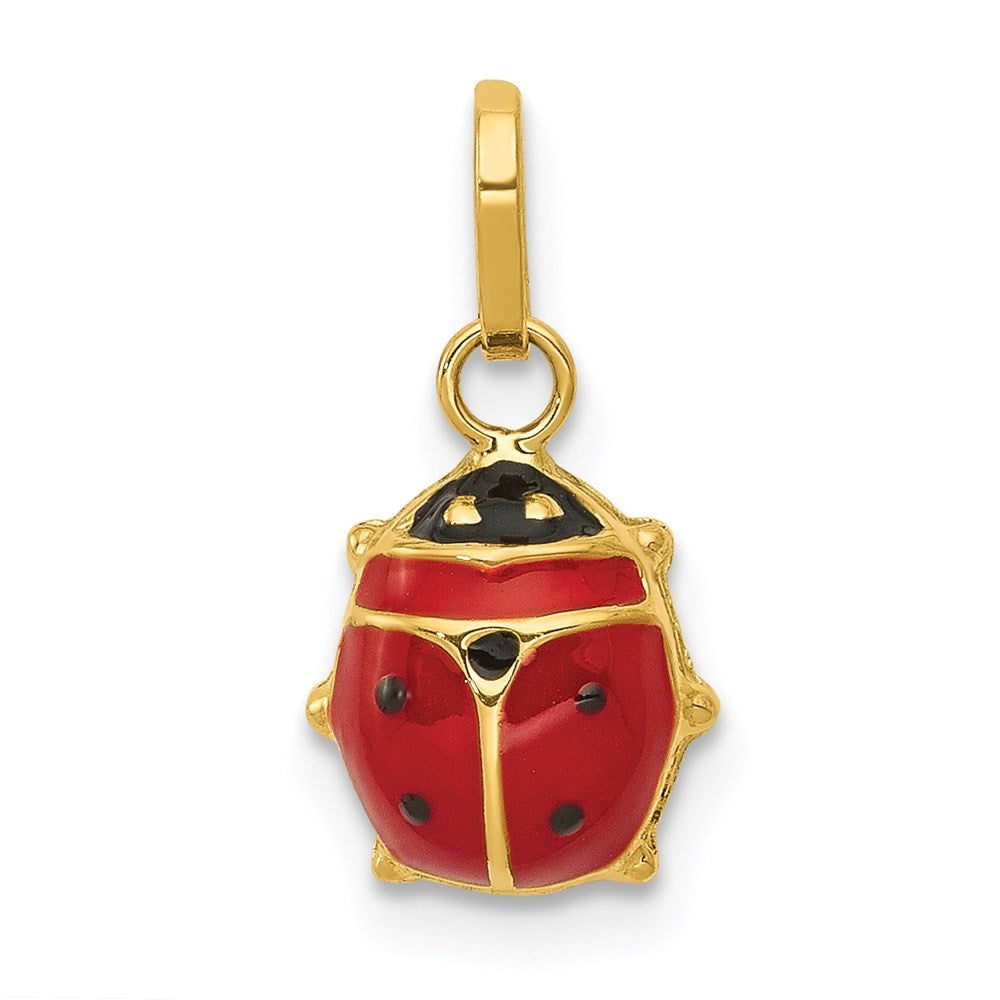 14k Yellow Gold Red and Black Enameled Ladybug Charm