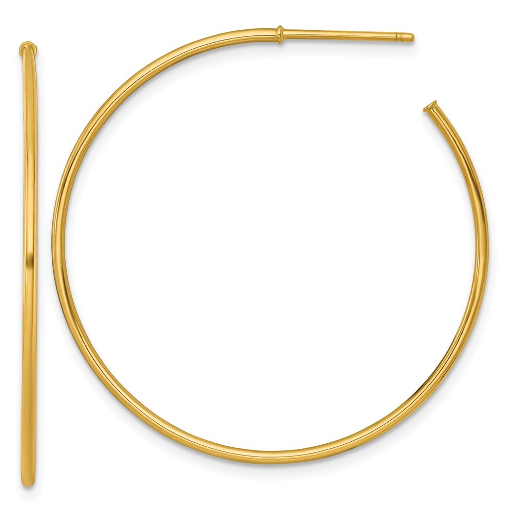 14k Yellow Gold Polished 1.2 x 40mm Solid C-Hoop Earrings