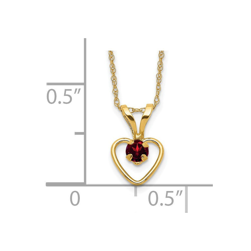 14k Yellow Gold Madi K 3mm Garnet Heart Birthstone Necklace