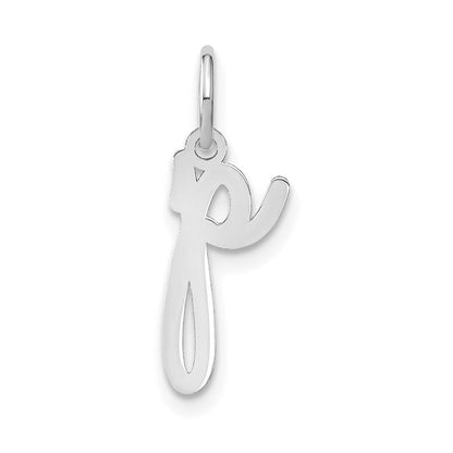 14k White Gold Lower case Letter P Initial Charm Pendant