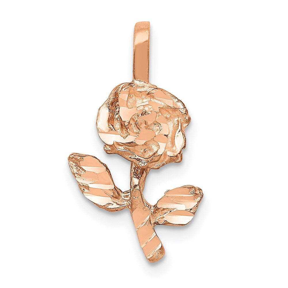 14k Rose Gold Rose-Gold Rose Charm Pendant for Women