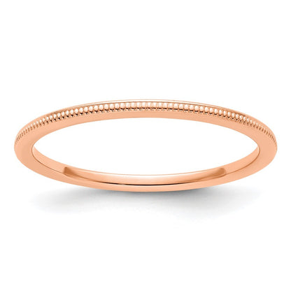 14K Rose Gold 1.2mm Milgrain Stackable Band Size 8