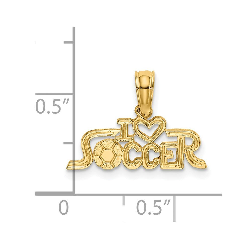14k Yellow Gold I HEART SOCCER Charm