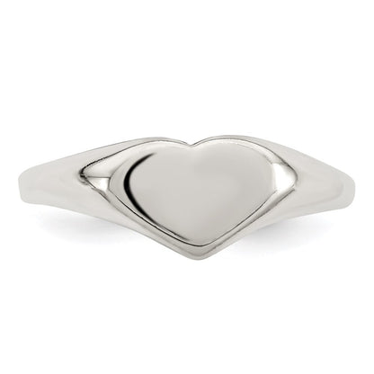 Sterling Silver Heart Signet Ring Size 6
