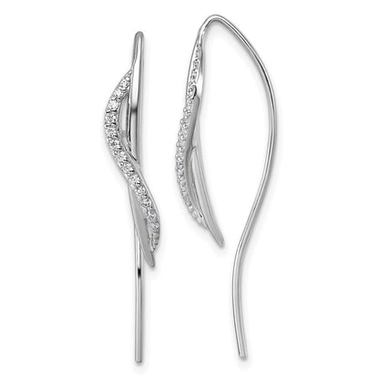 Sterling Silver Rhodium-plated Cubic Zirconia Polished Threader Earrings