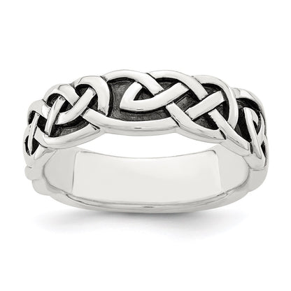 Sterling Silver Antiqued Celtic Knot Band Ring