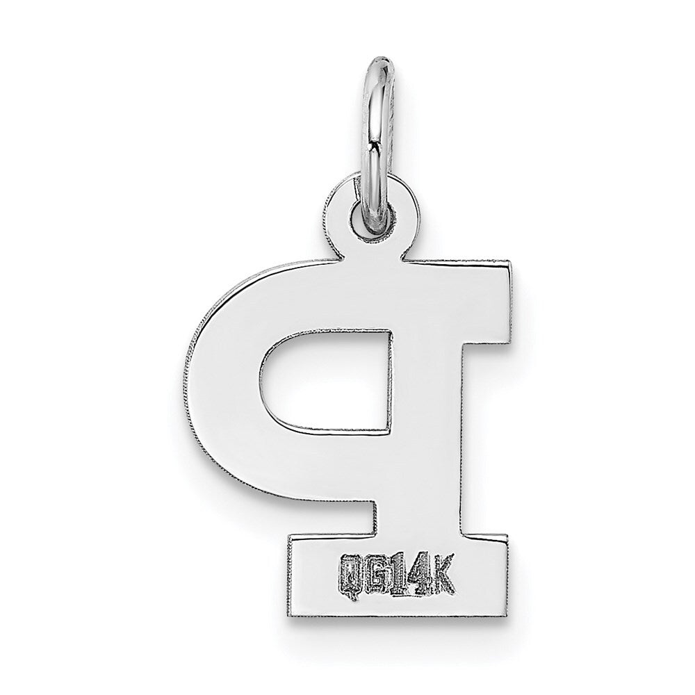14k White Gold Small Block Letter P Initial Charm Pendant for Women