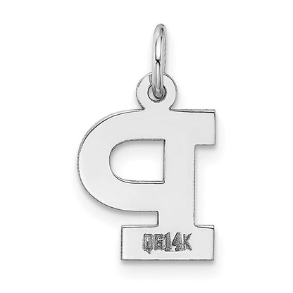 14k White Gold Small Block Letter P Initial Charm Pendant for Women