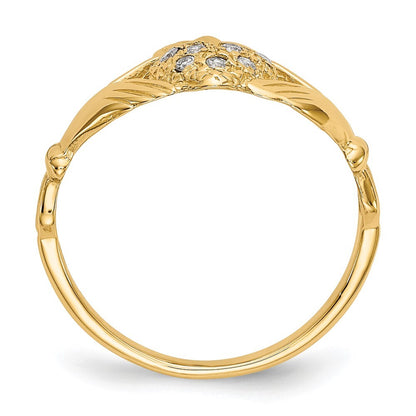 14K Yellow Gold 1/10ct AA Diamond Claddagh Ring