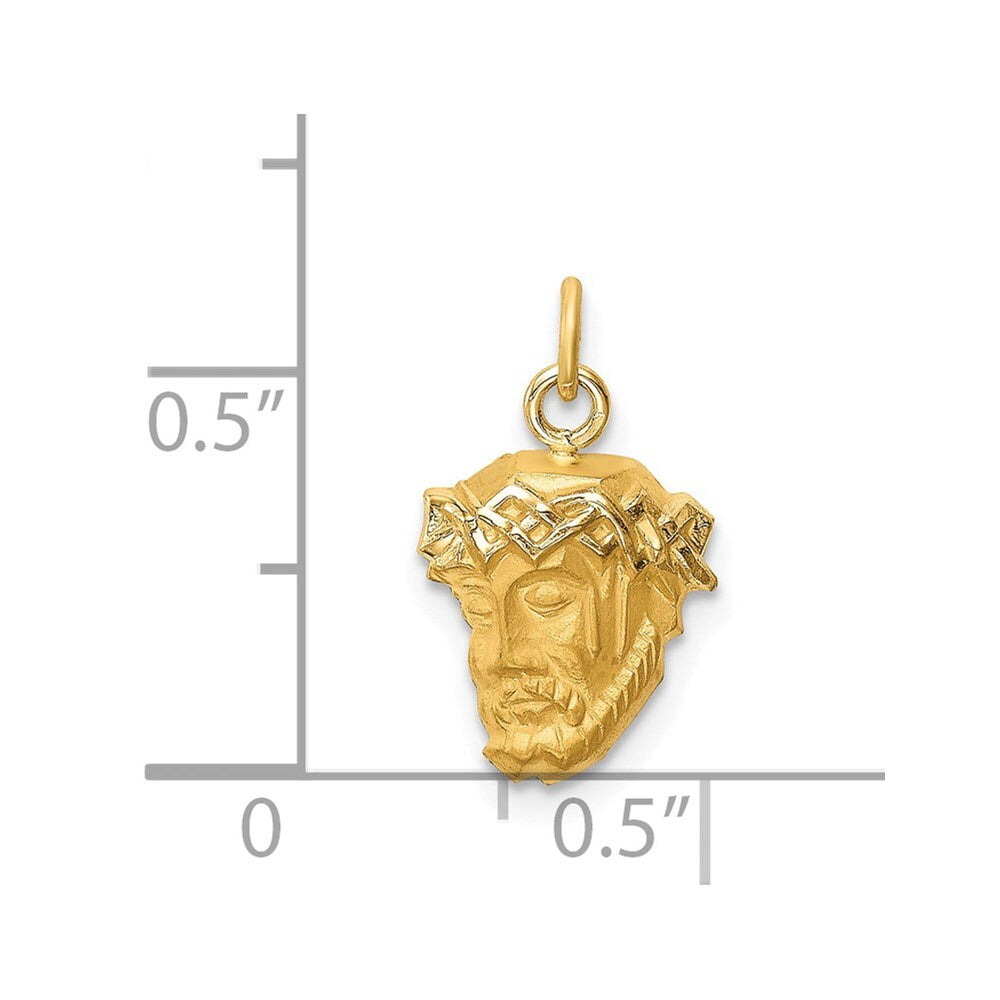 14k Yellow Gold Hollow Polished/Satin Small Jesus Medal Pendant for Women