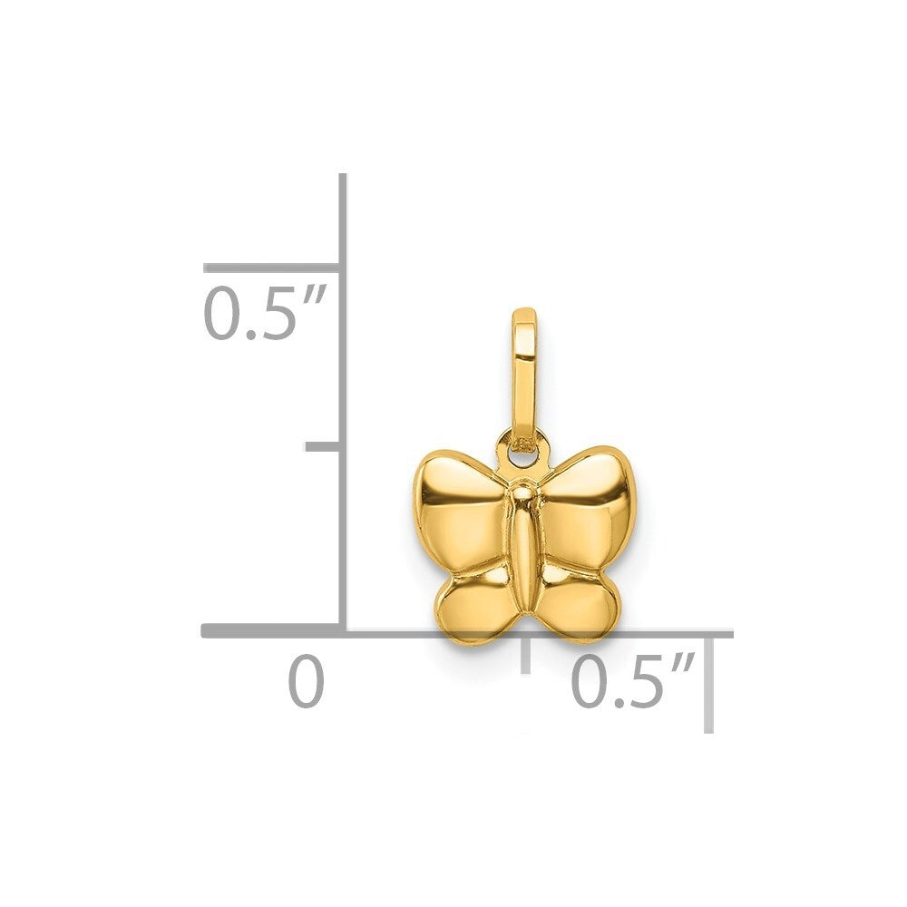 14k Yellow Gold Polished Butterfly Charm Pendant for Women