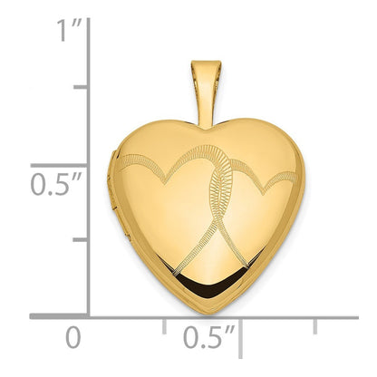 14k Yellow Gold Two Interlocked Hearts 16mm Heart Locket