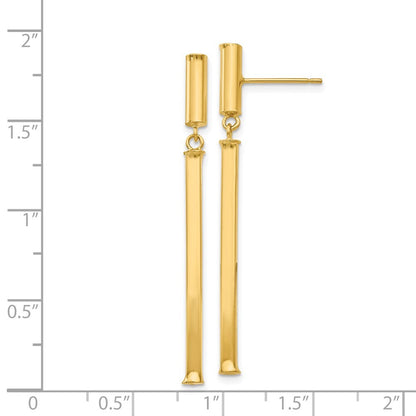 14k Yellow Gold Fancy Squared Dangle Earrings