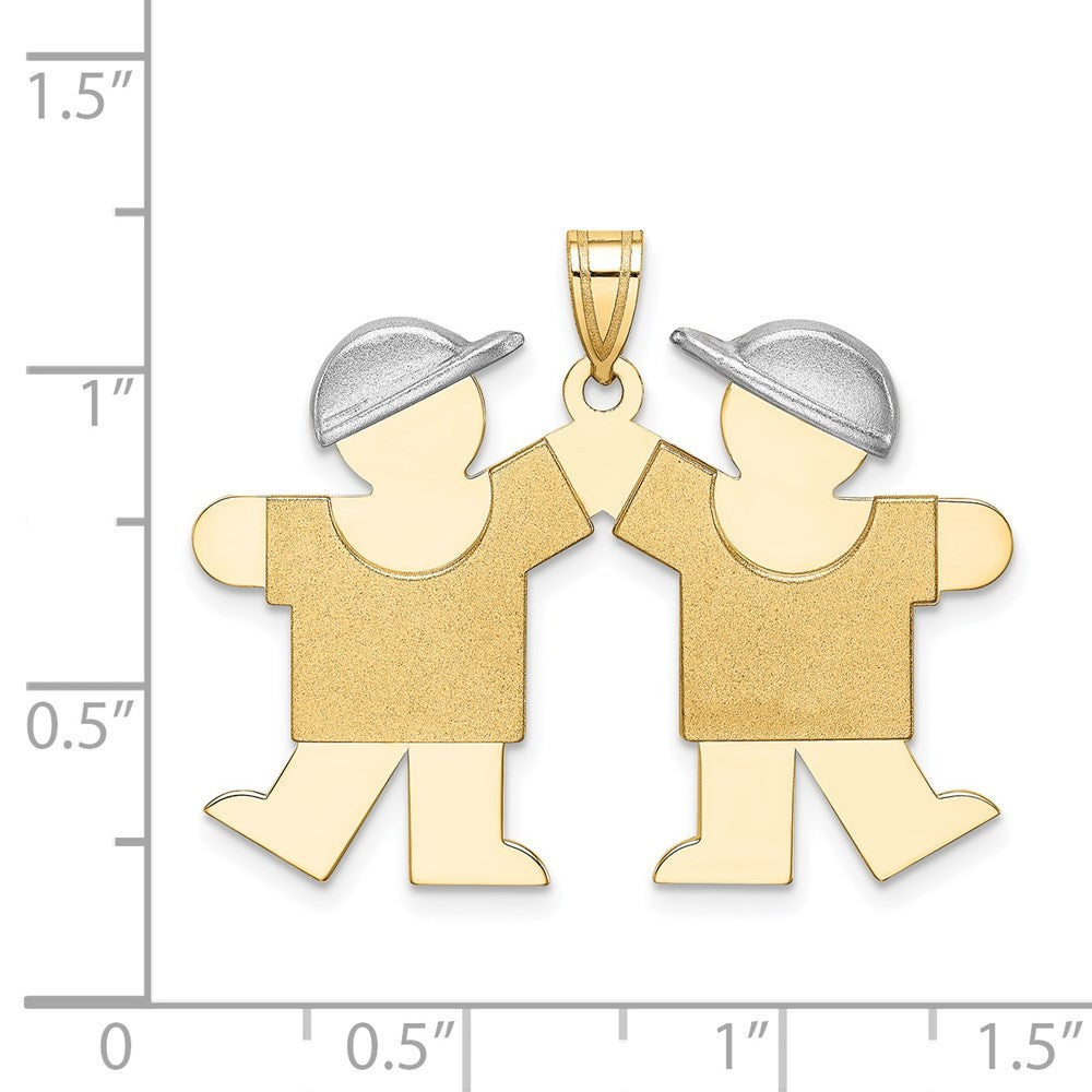 14k Two-Tone Gold Large Double Boys Engravable Charm