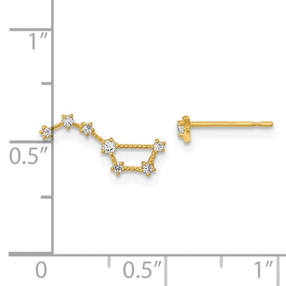 14k Yellow Gold Childrens Cubic Zirconia 1 Star & 1 Little Dipper Stud Earrings