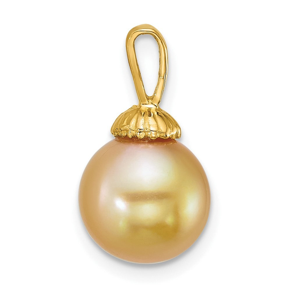 14k Yellow Gold  9-10mm Round en South Sea Saltwater Cultured Pearl Pendant