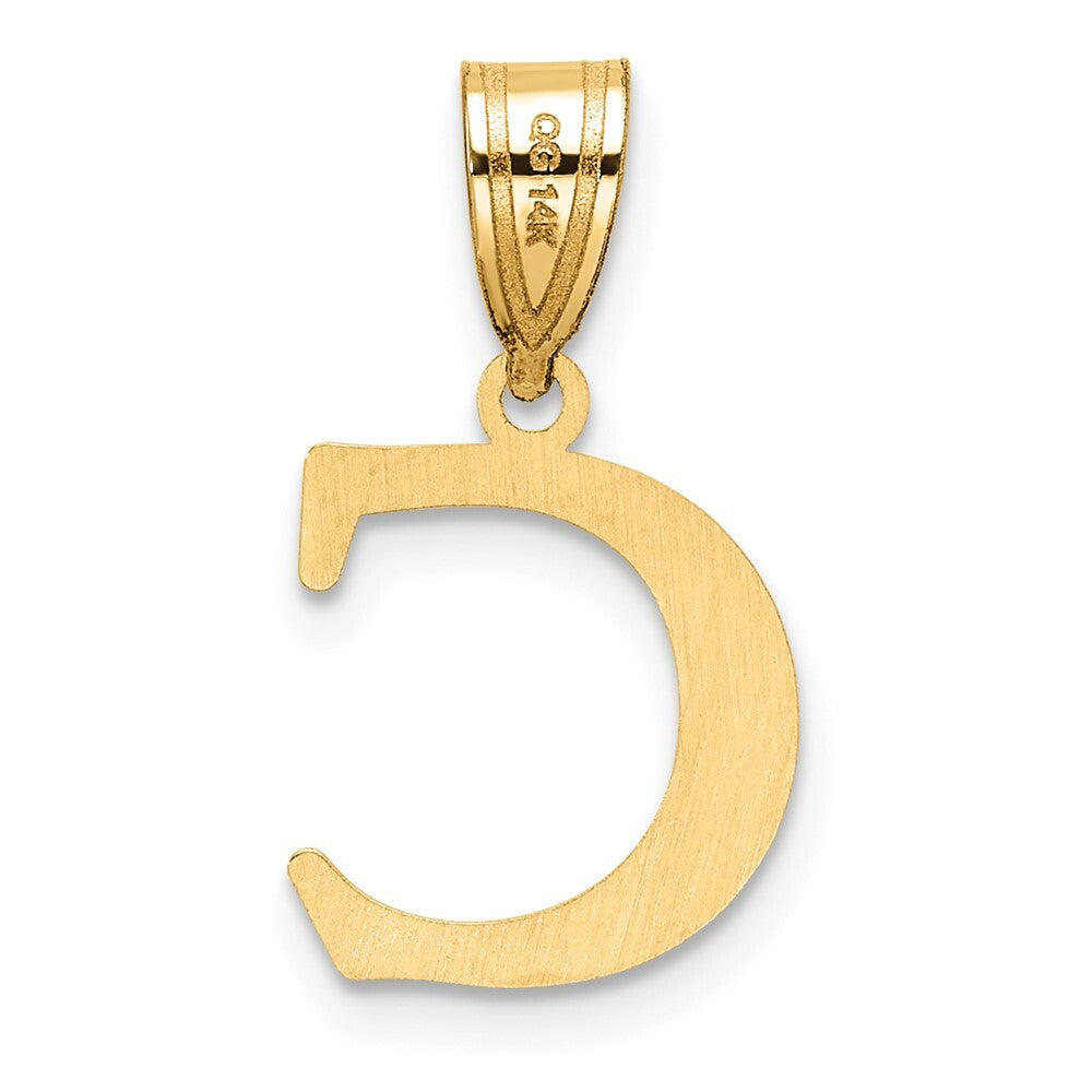 14k Yellow Gold Polished Etched Letter C Initial Pendant for Women