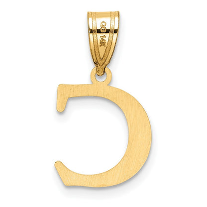 14k Yellow Gold Polished Etched Letter C Initial Pendant for Women
