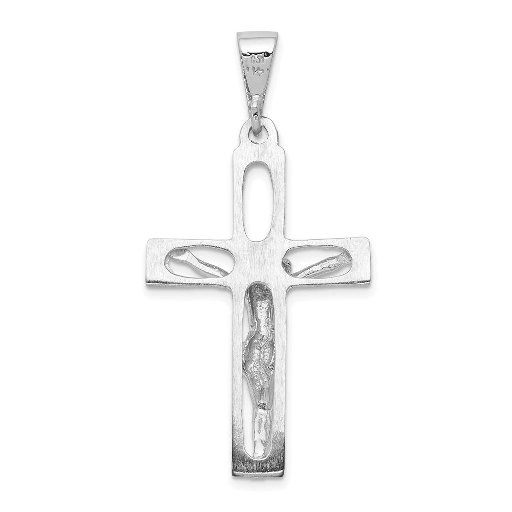 14k White Gold Crucifix Pendant for Women