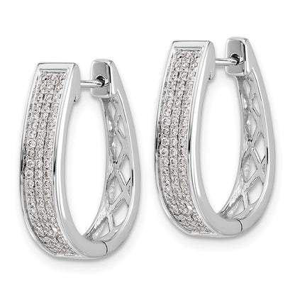 14k White Gold Diamond Large Hinged Oval Hoop Earrings