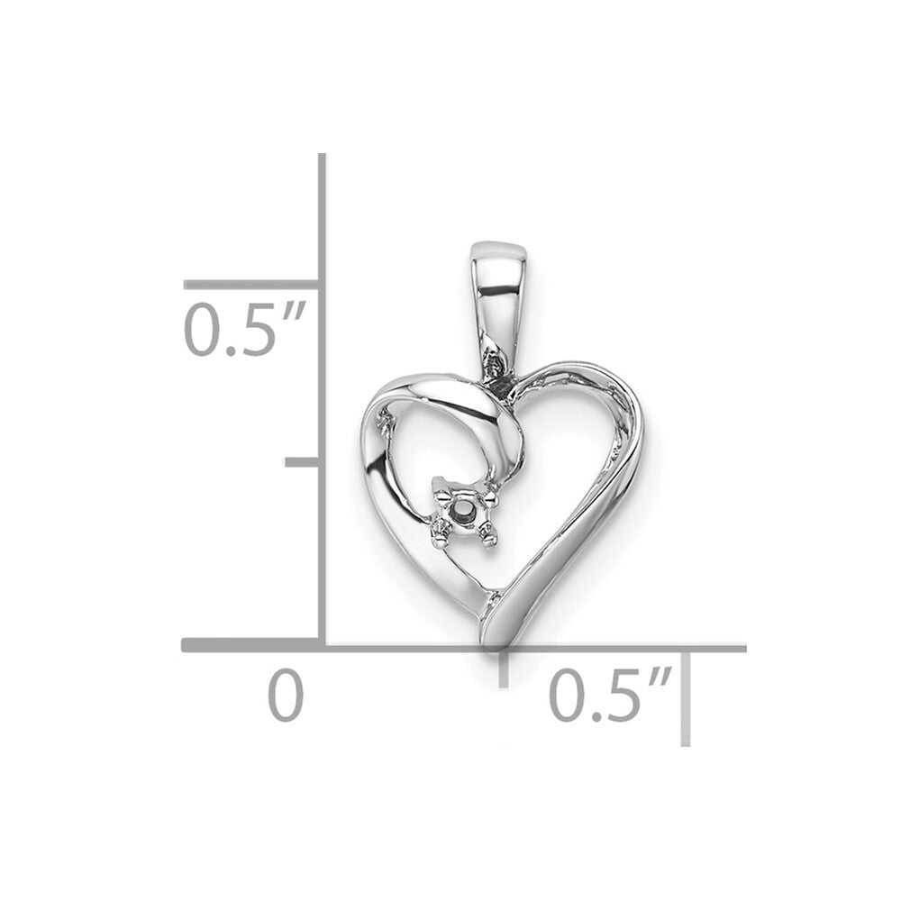 14k White Gold Heart Pendant Mounting for Women