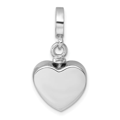 Sterling Silver RH-plated Onyx Enameled Heart Ash Holder Bead/Pendant
